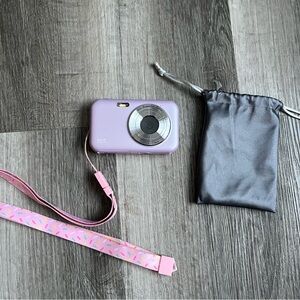 Pink Digital Camera with Strap and Pouch